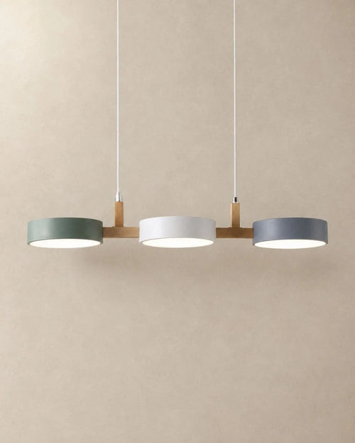 Gray, white and blue linear pendant light