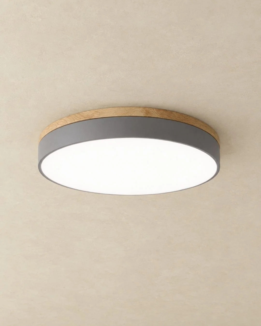 Gray wood flush mount ceiling light