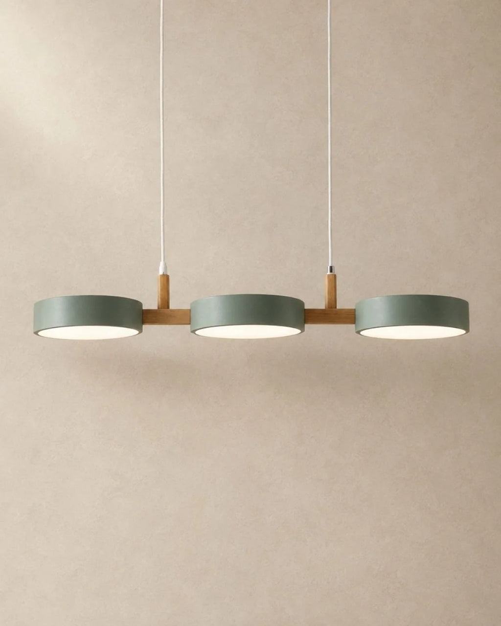 Green 3-light linear pendant light
