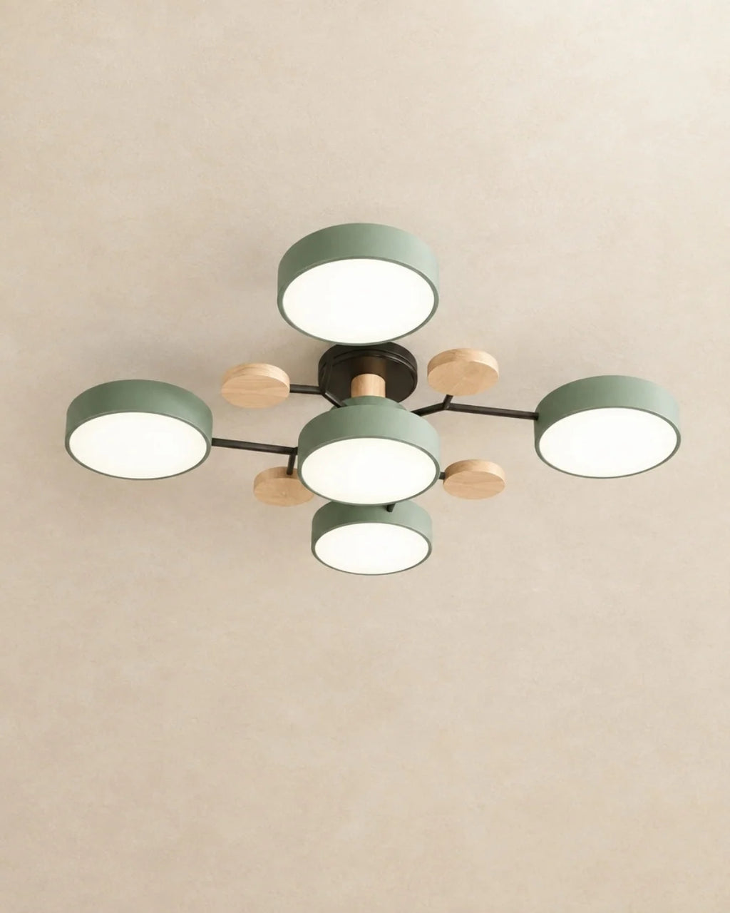Green 5-light sputnik ceiling light