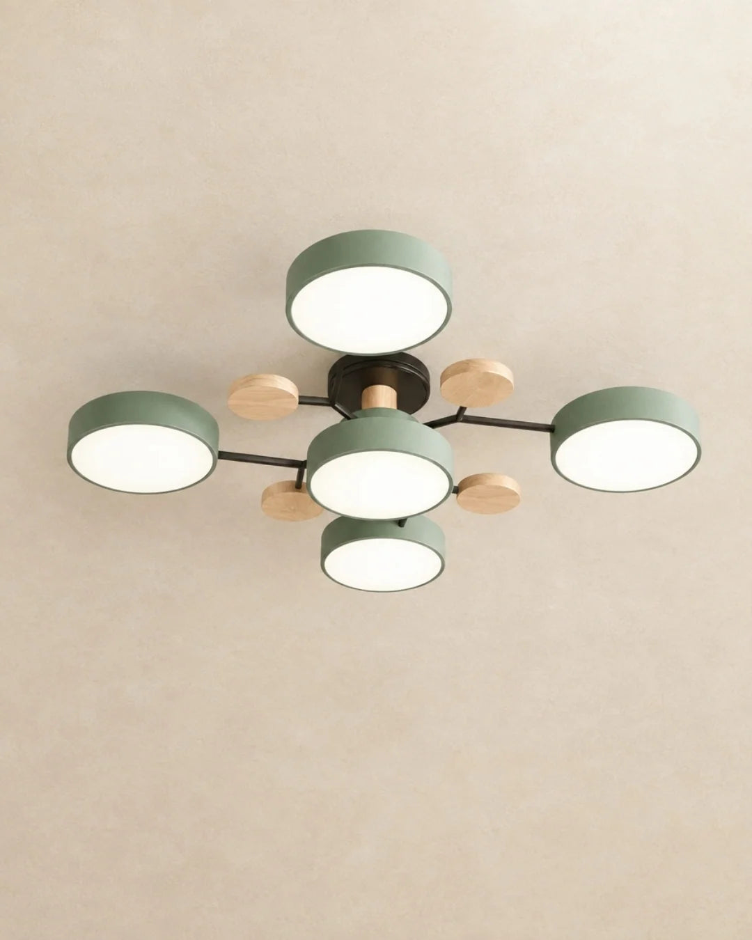 Green 5-light sputnik ceiling light