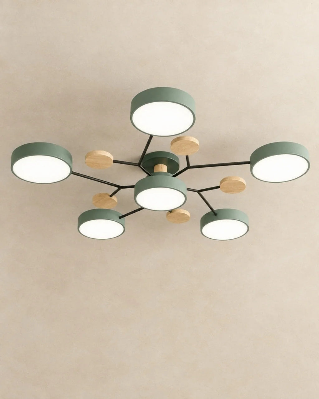 Green 6-light sputnik ceiling light