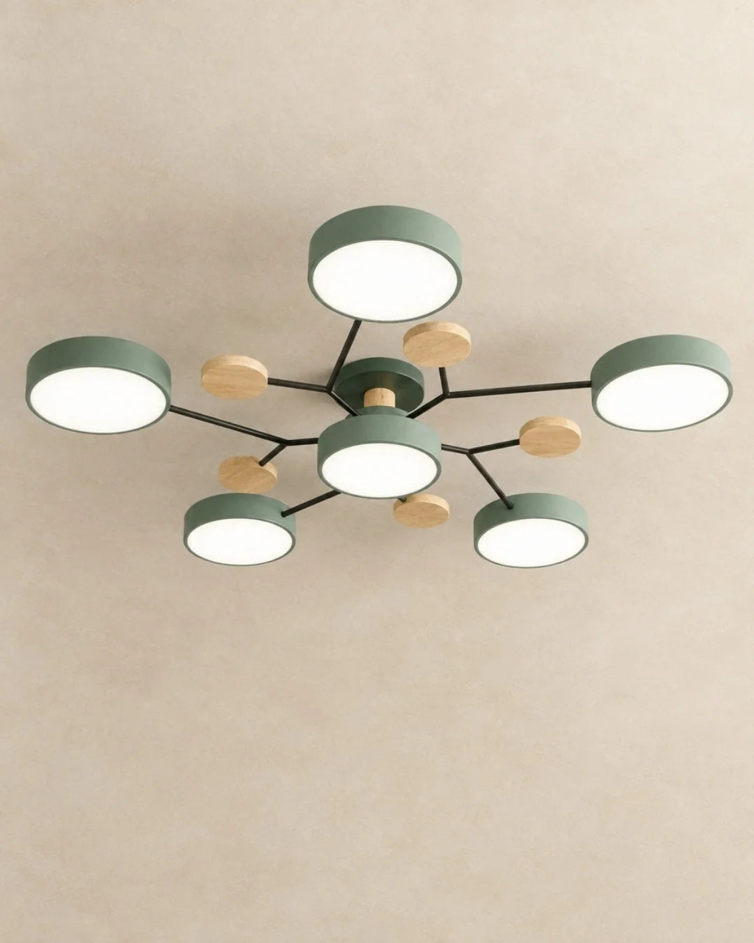 Green 6-light sputnik ceiling light