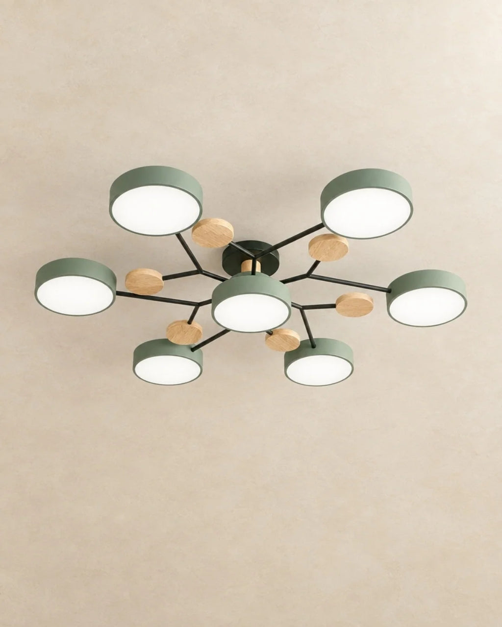 Green 7-light sputnik ceiling light