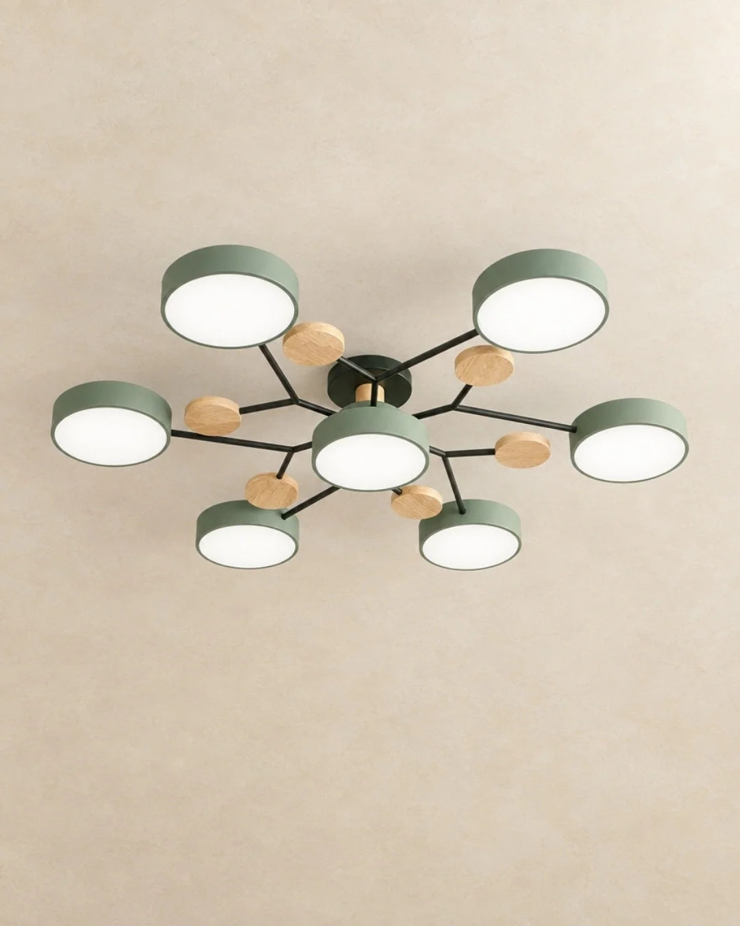 Green 7-light sputnik ceiling light
