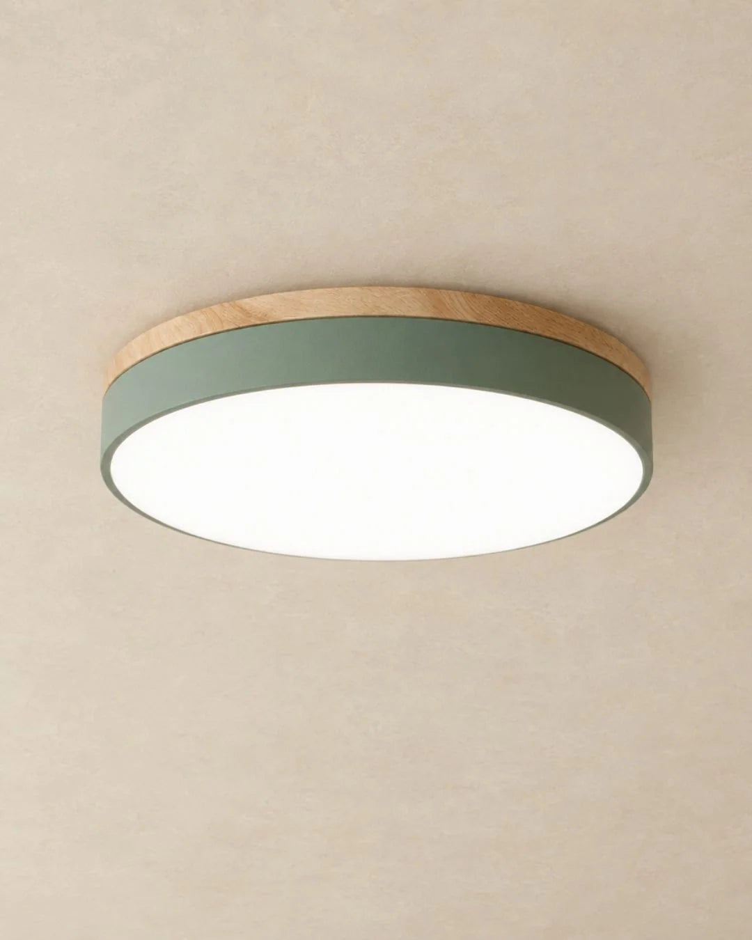 Green wood flush mount ceiling light