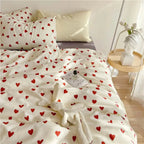 Heart print duvet cover and pillowcases