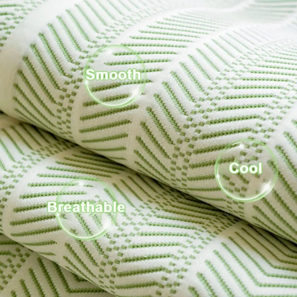 Close-up of soft, breathable green herringbone couch cover fabric