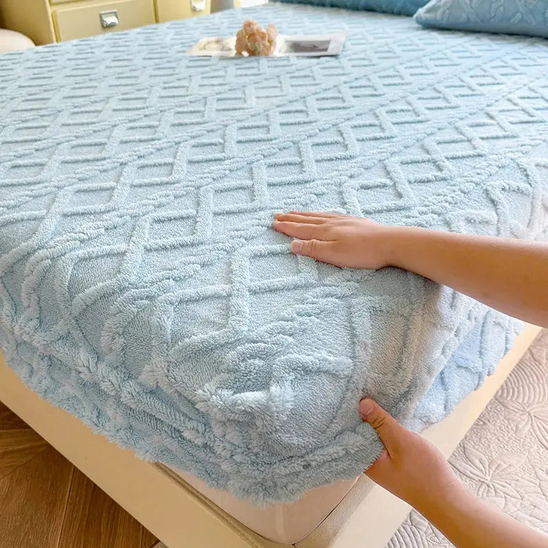 Light blue coral fleece fitted sheet