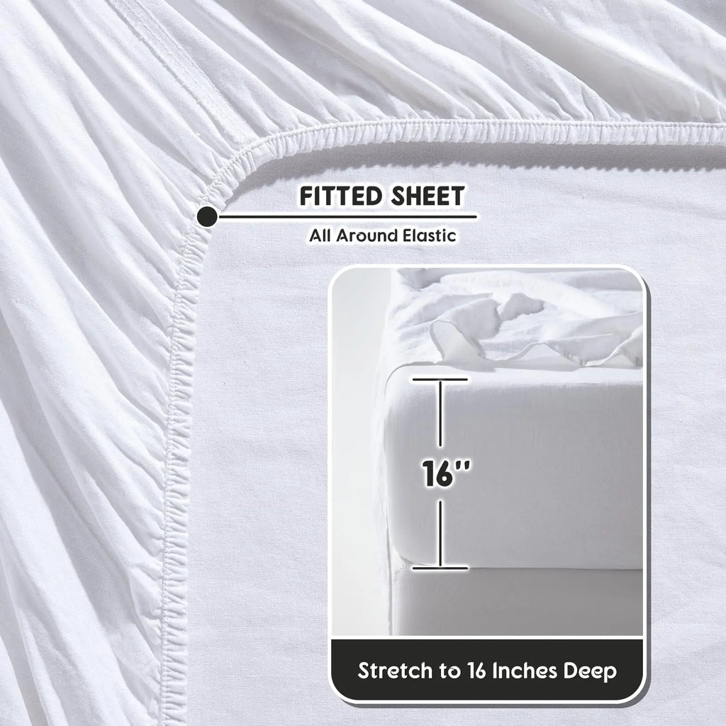 Linen fitted sheet with 16 inch deep pocket