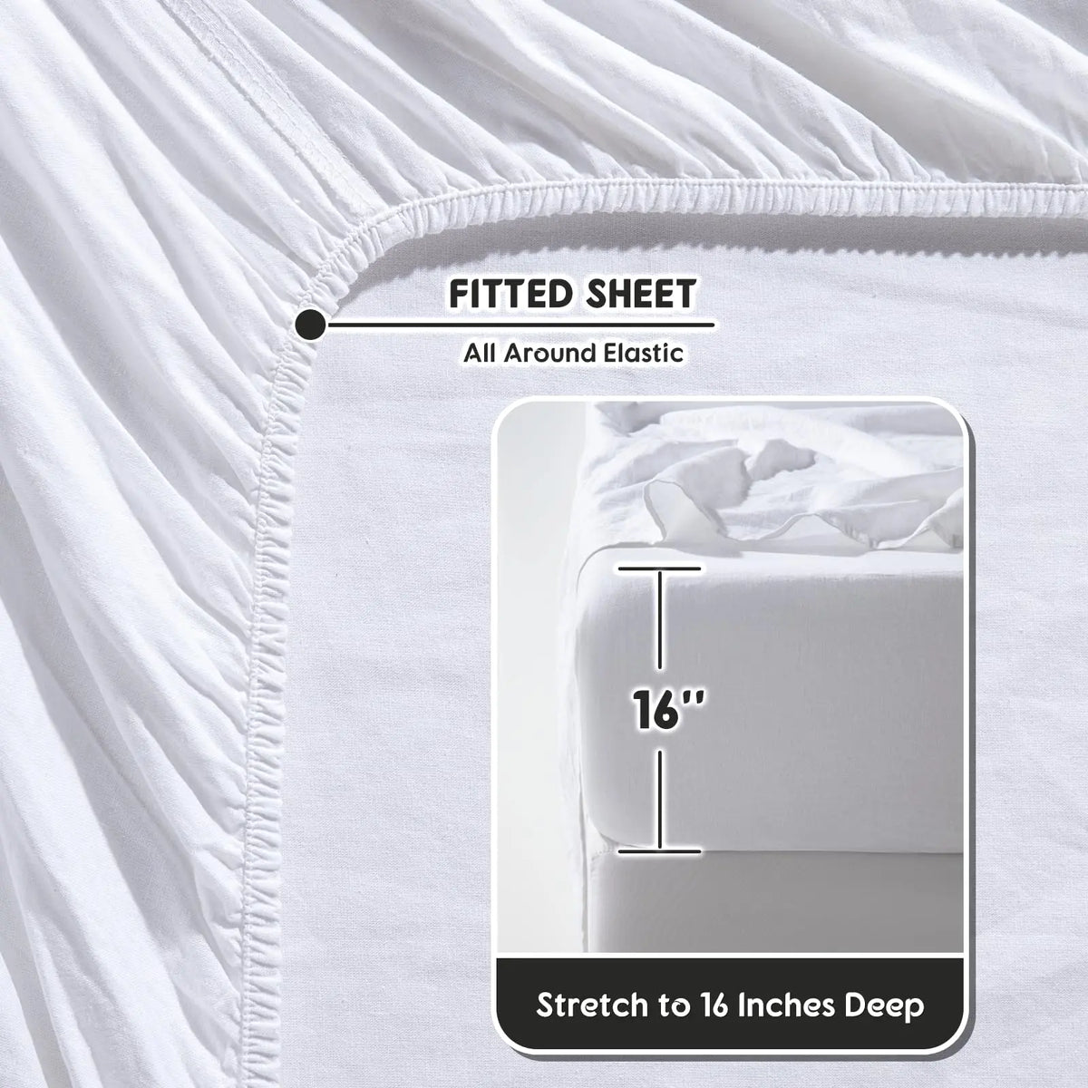 Linen fitted sheet with 16 inch deep pocket
