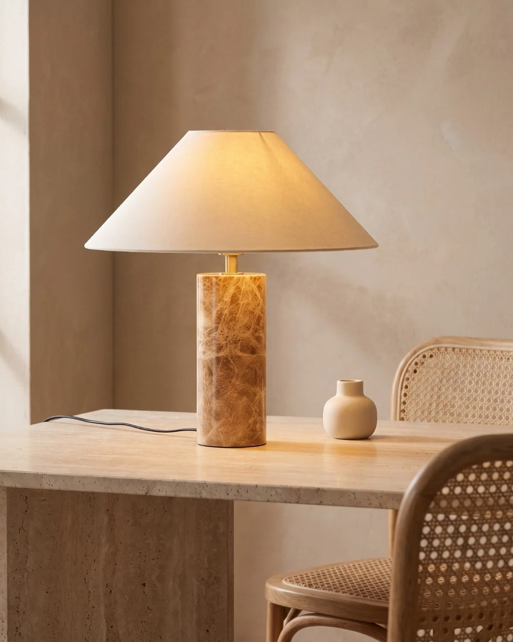 Marble lamp on desk