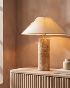 Marble lamp on sideboard