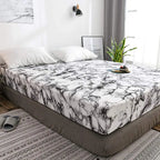 Marble print fitted sheet with matching pillowcases