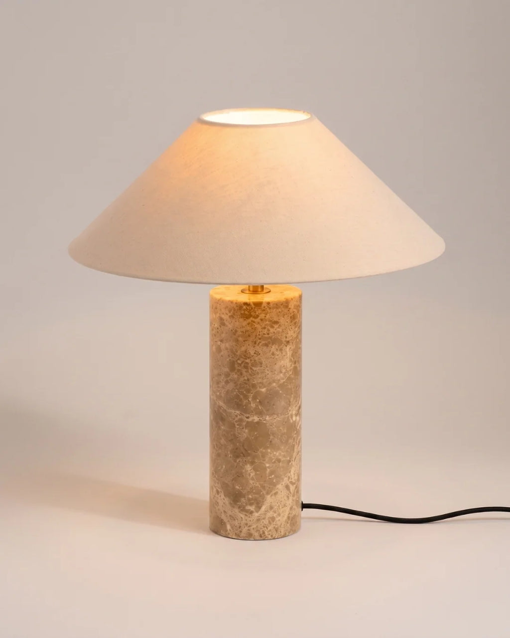Marble table lamp with linen shade