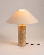 Marble table lamp with linen shade