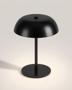 Matte black cordless dome table lamp