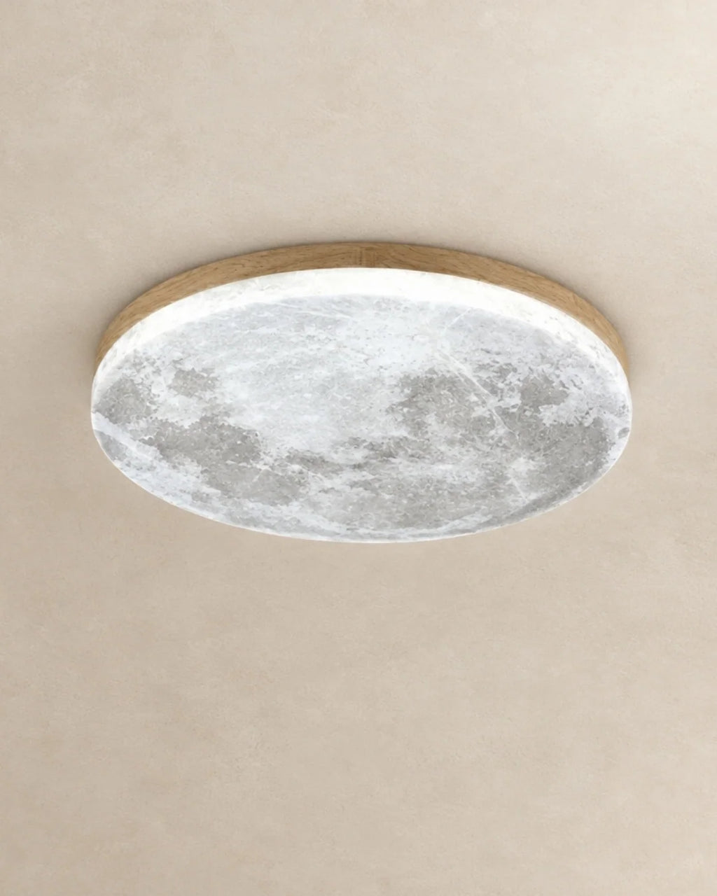 Moon ceiling light with light wood rim
