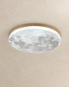 Moon ceiling light with light wood rim