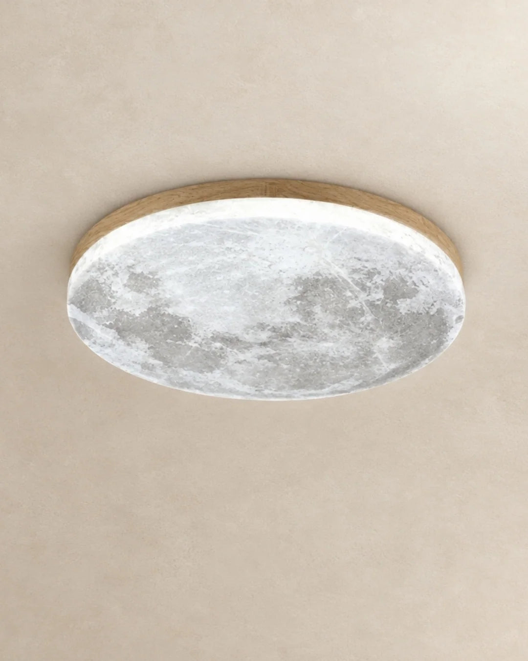 Moon ceiling light with light wood rim