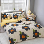 Navy and orange daisy duvet cover set