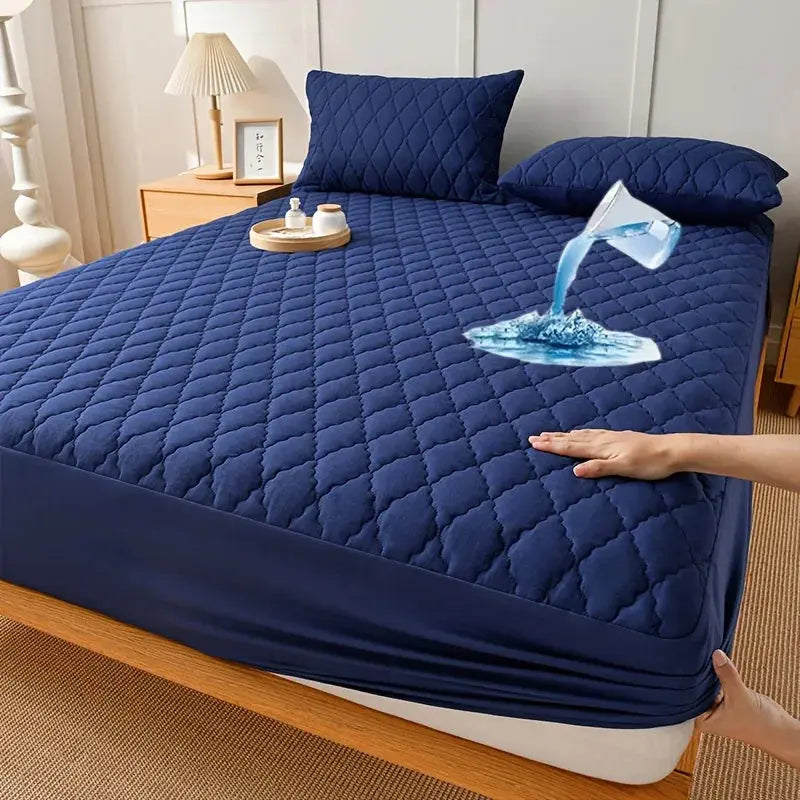 Navy blue waterproof mattress pad