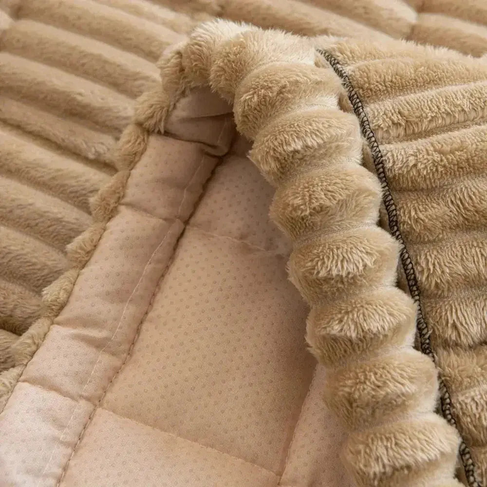 Non-slip dotted backing of plush sofa seat cover