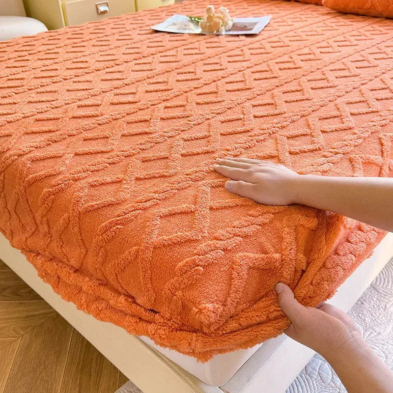 Orange coral fleece fitted sheet
