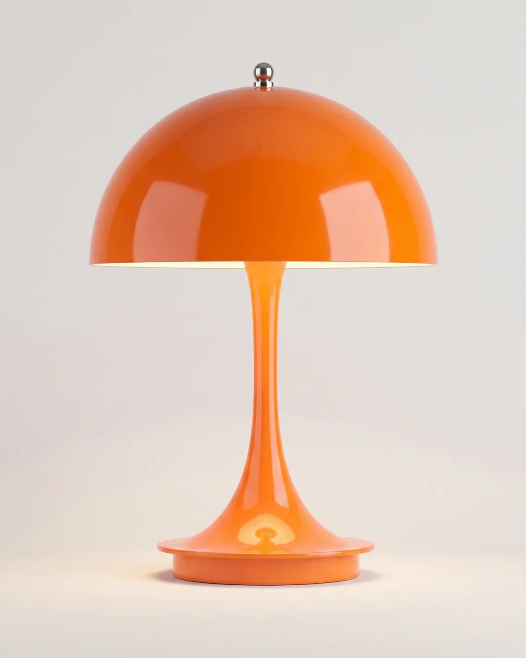 Orange cordless mushroom lamp