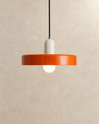 Orange pendant light with white holder