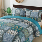 Patchwork quilt with matching pillow shams