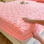 Pink coral fleece fitted sheet