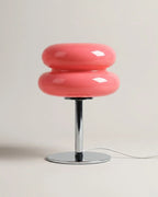 Pink stacked glass table lamp