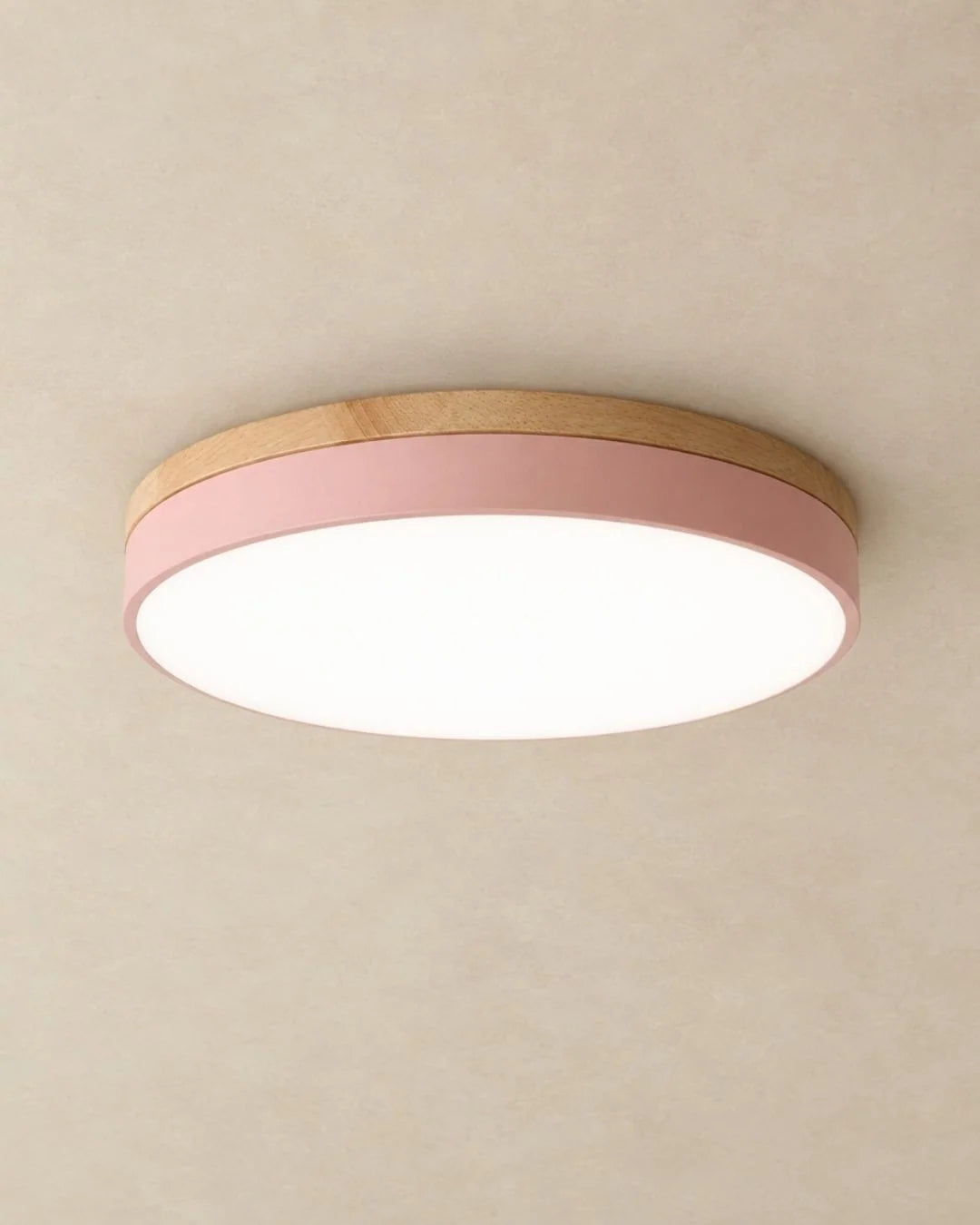 Pink wood flush mount ceiling light