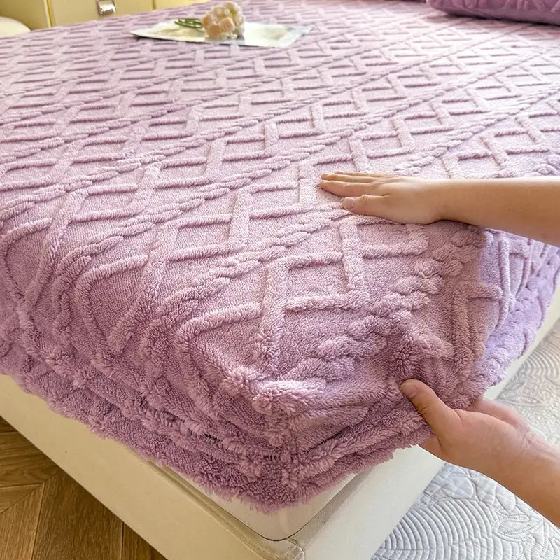 Purple coral fleece fitted sheet