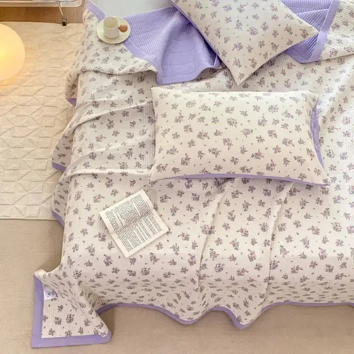 Purple floral duvet cover and pillowcases
