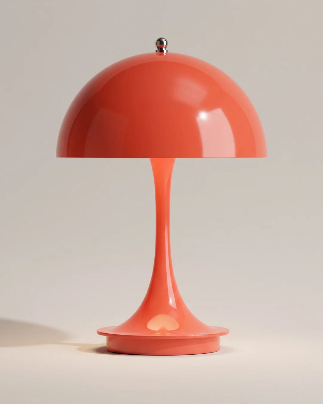 Red cordless mushroom lamp
