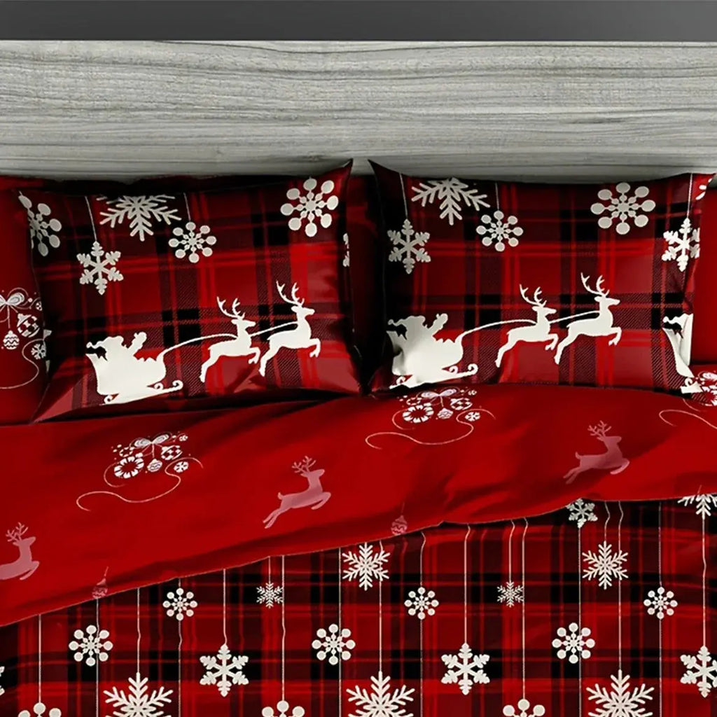 Reindeer and sleigh print on Christmas pillowcases
