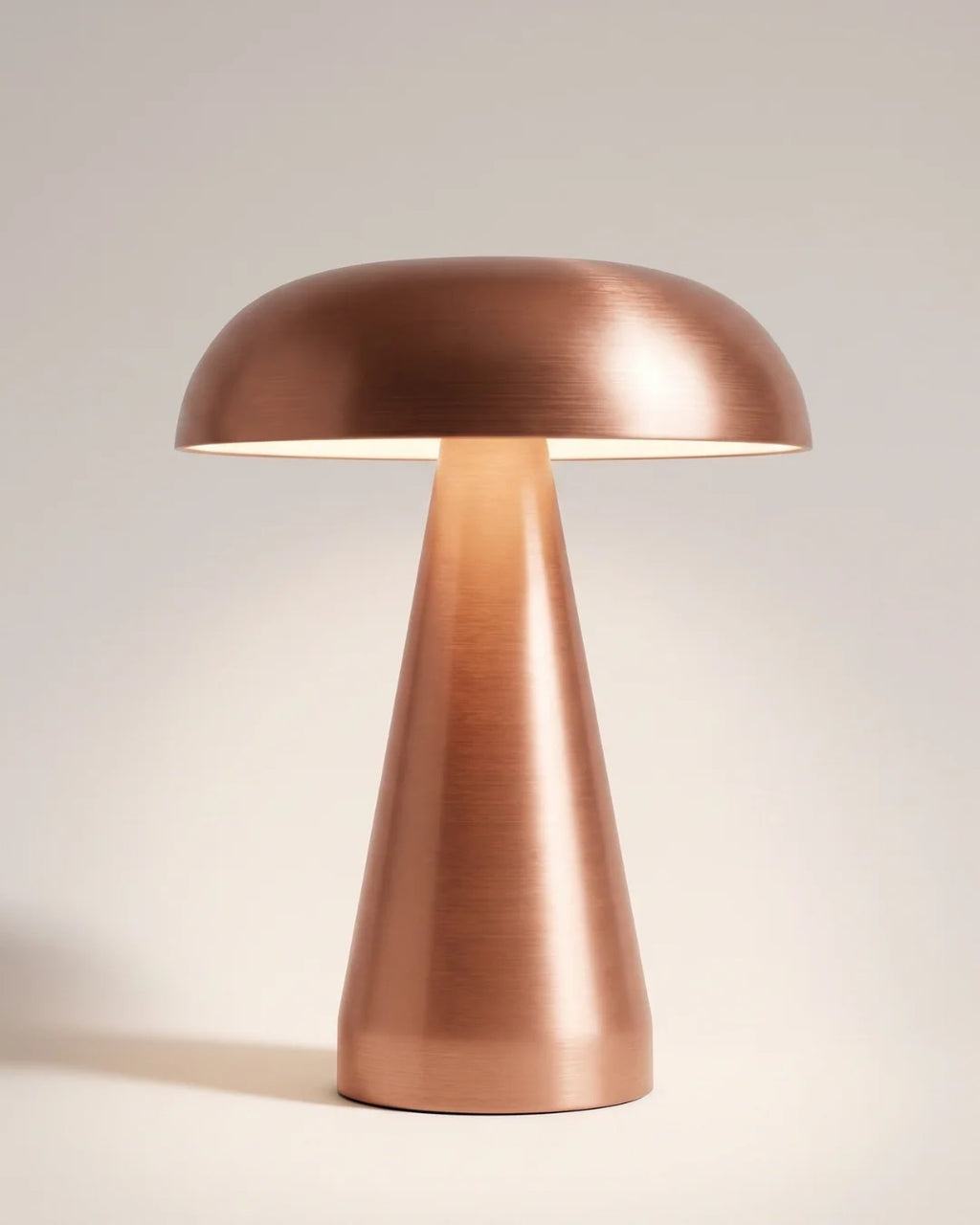 Rose gold cordless mushroom lamp