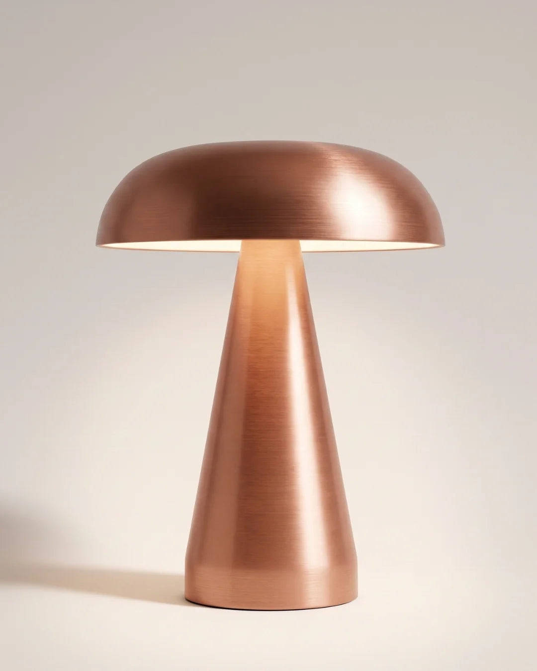 Rose gold cordless mushroom lamp
