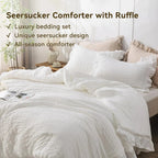 Seersucker bedding with ruffle trim