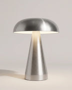 Silver cordless mushroom table lamp