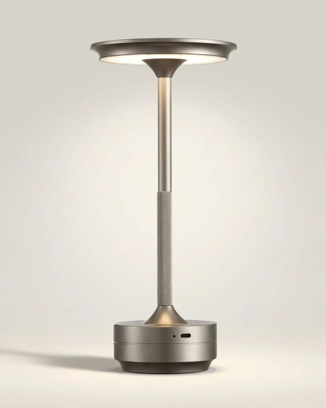 Silver cordless table lamp