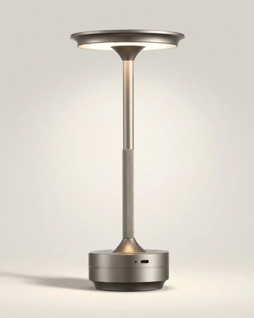 Silver cordless table lamp