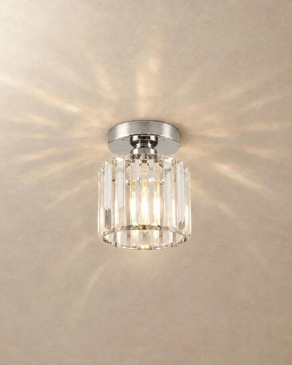 Silver round crystal ceiling light