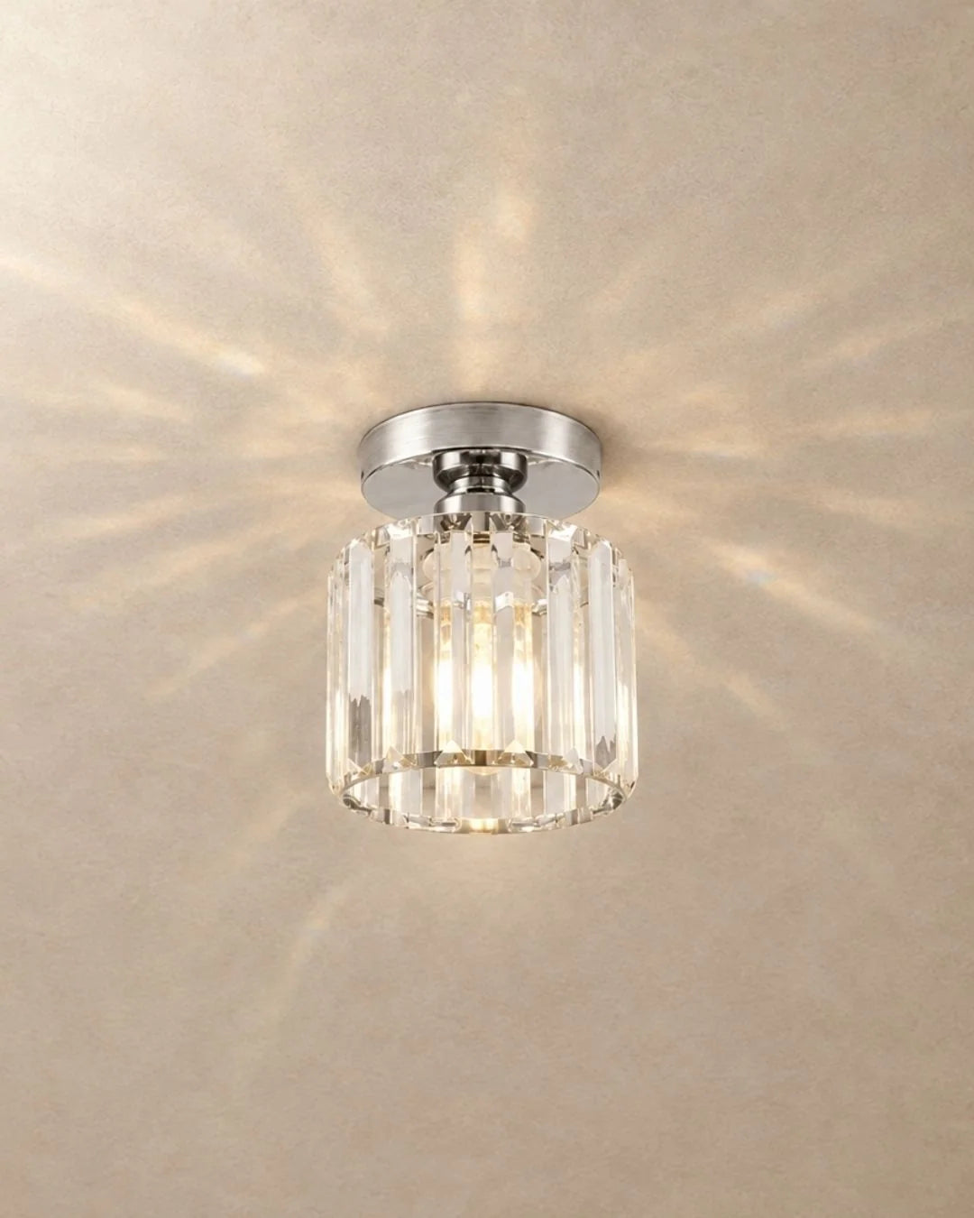 Silver round crystal ceiling light