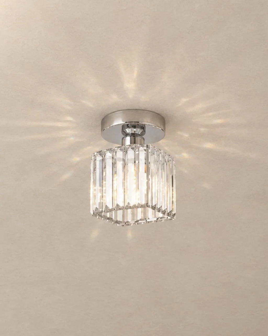 Silver round crystal flush mount ceiling light