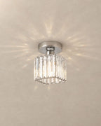 Silver round crystal flush mount ceiling light