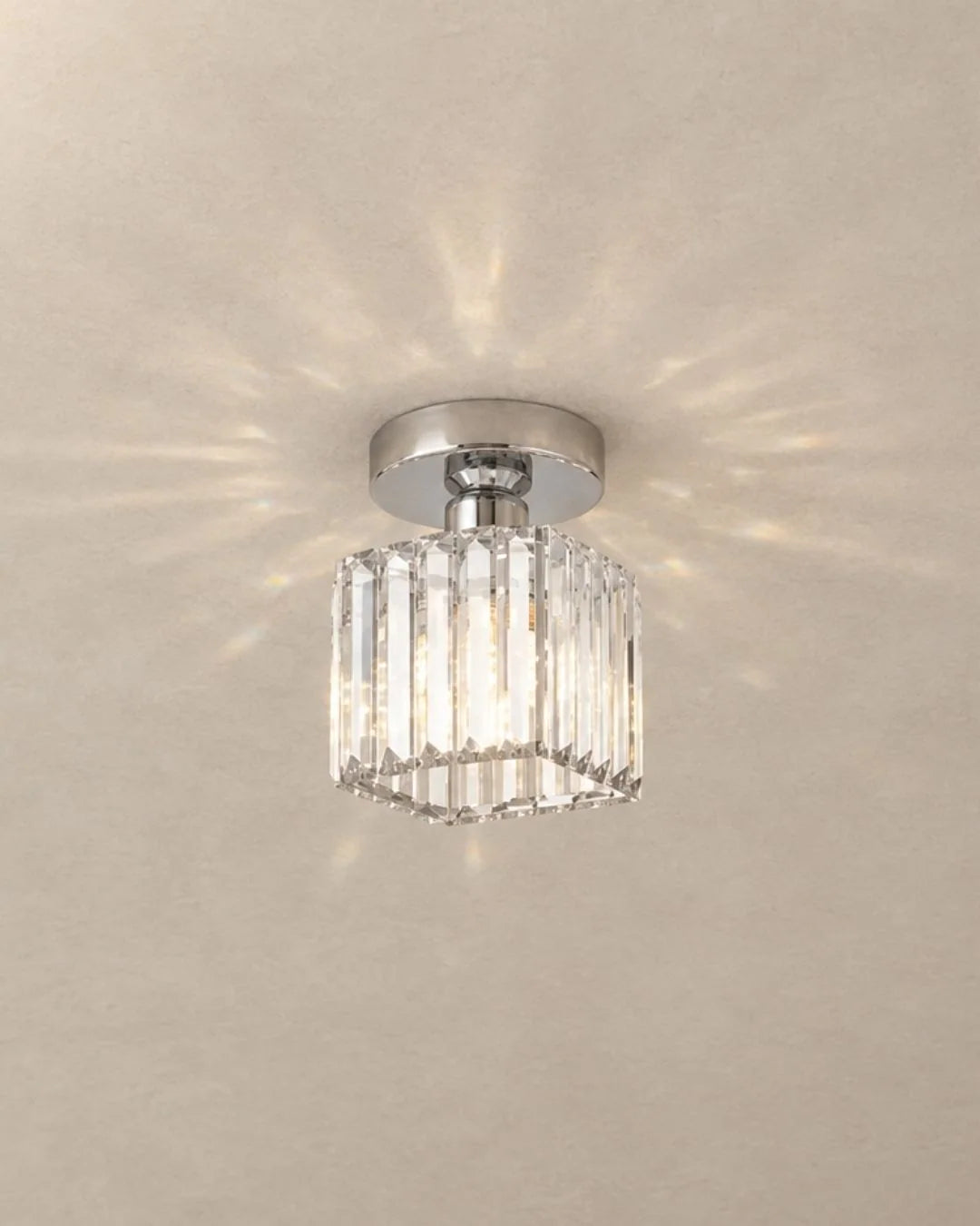 Silver round crystal flush mount ceiling light