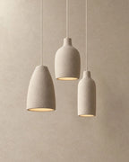 Trio of textured pendant lights